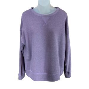 Everleigh Sweatshirt Crew Neck Lavender Purple Raised Trim Long Sleeves XXS